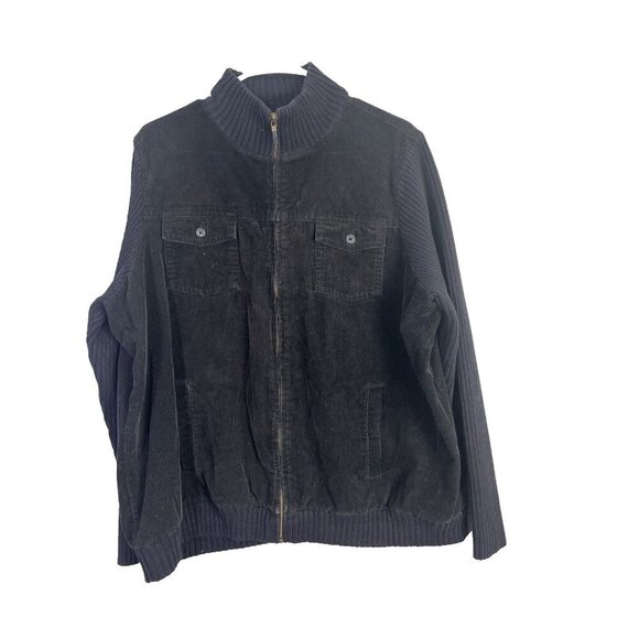 Lauren Ralph Lauren Jackets & Blazers - Lauren Ralph Lauren Zip Up Jacket Womens 2X Black Corduroy Bomber Ribbed Pockets